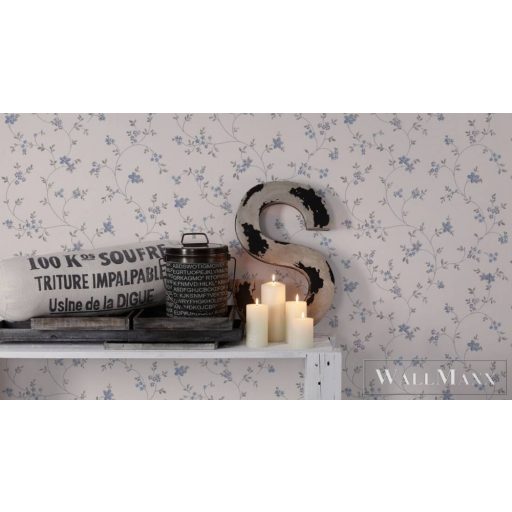 AS CREATION Maison Charme 39071-3 kék virág mintás klasszikus tapéta