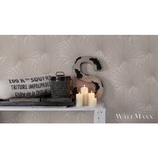 AS CREATION Antigua 39090-2 bézs pálmalevél mintás grafikus tapéta