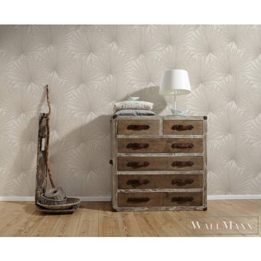 AS CREATION Antigua 39090-2 bézs pálmalevél mintás grafikus tapéta