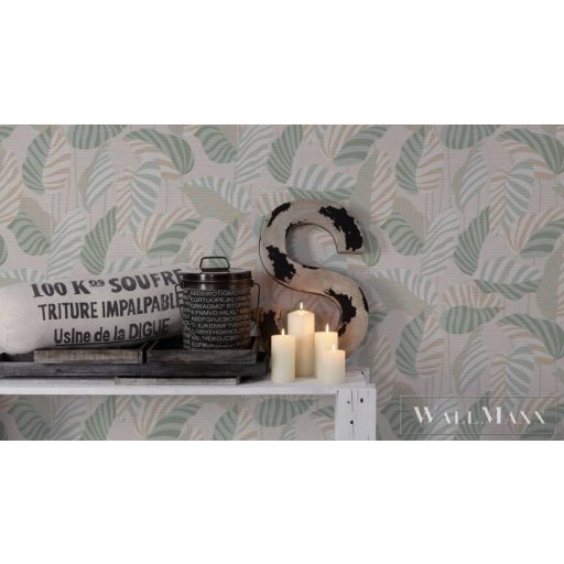 AS CREATION Antigua 39094-3 bézs levél mintás grafikus tapéta