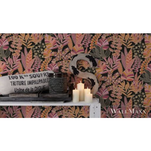 AS CREATION Antigua 39095-3 sárga levél mintás grafikus tapéta