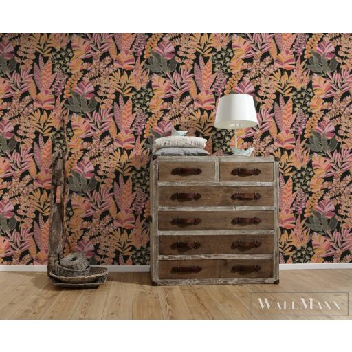 AS CREATION Antigua 39095-3 sárga levél mintás grafikus tapéta