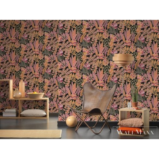 AS CREATION Antigua 39095-3 sárga levél mintás grafikus tapéta