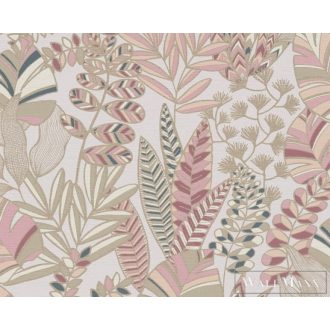   AS CREATION Antigua 39095-4 krémszínű levél mintás grafikus tapéta