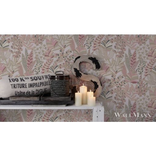 AS CREATION Antigua 39095-4 krémszínű levél mintás grafikus tapéta