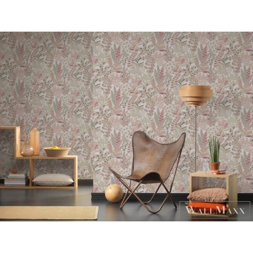 AS CREATION Antigua 39095-4 krémszínű levél mintás grafikus tapéta