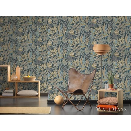 AS CREATION Antigua 39095-5 kék levél mintás grafikus tapéta