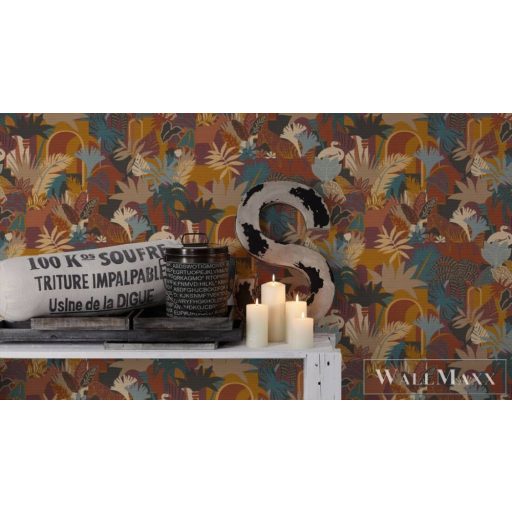 AS CREATION Antigua 39096-1 narancssárga zebra mintás grafikus tapéta