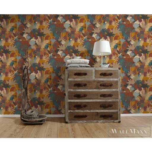 AS CREATION Antigua 39096-1 narancssárga zebra mintás grafikus tapéta