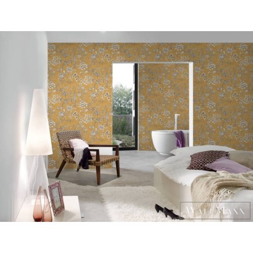 AS CREATION Metropolitan Stories 3 Travel Styles 39117-2 sárga Virág mintás Grafikus tapéta