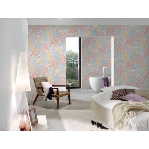 AS CREATION Metropolitan Stories 3 Travel Styles 39128-1 kék Virág mintás Grafikus tapéta