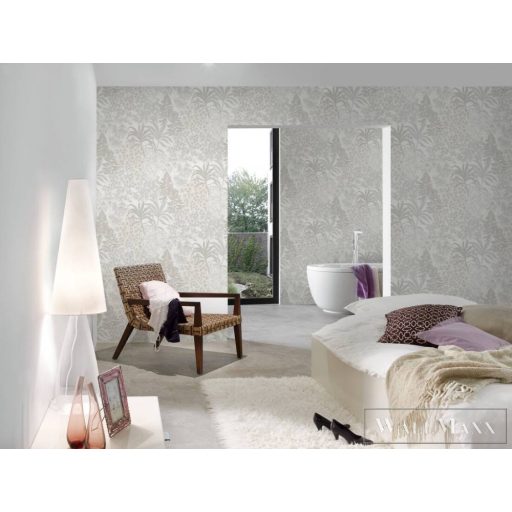 AS CREATION Metropolitan Stories 3 Travel Styles 39128-2 ezüst Virág mintás Grafikus tapéta