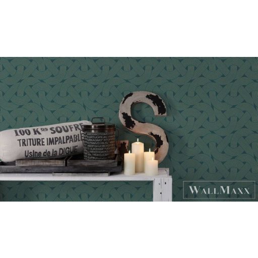 AS CREATION Arcade 39175-3 zöld fűző mintás grafikai tapéta