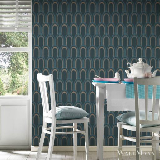 AS CREATION Arcade 39176-3 kék boltíves grafikai tapéta