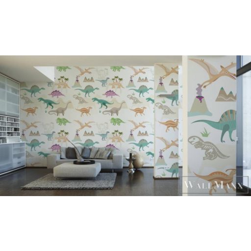 AS CREATION The Wall 2 39194-1 színes dinó mintás ifjúsági digitális panel