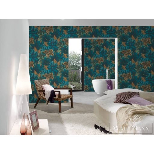 AS CREATION Metropolitan Stories 3 Travel Styles 39222-1 kék Levél mintás Van Gogh tapéta