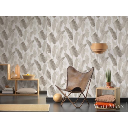 AS CREATION Attico 39264-3 szürke levél mintás grafikus XXL tapéta