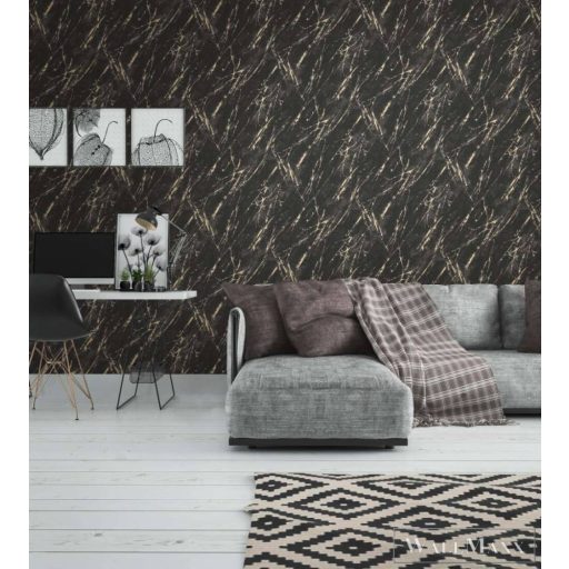 AS CREATION Elements II 3933-62 fekete márvány klasszikus tapéta