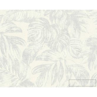   AS CREATION Casual Living 39340-3 ezüst-fehér leveles természet tapéta