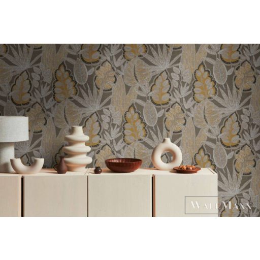 AS CREATION Famous Garden 39346-3 barna levél mintás grafikus tapéta