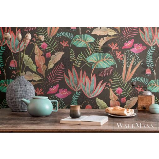 AS CREATION Famous Garden 39348-1 barna levél mintás grafikus tapéta