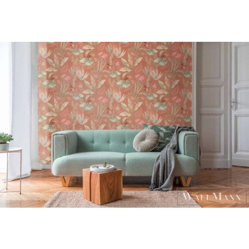 AS CREATION Famous Garden 39348-2 pink levél mintás grafikus tapéta