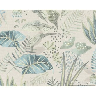   AS CREATION Famous Garden 39348-4 krémszínű levél mintás grafikus tapéta
