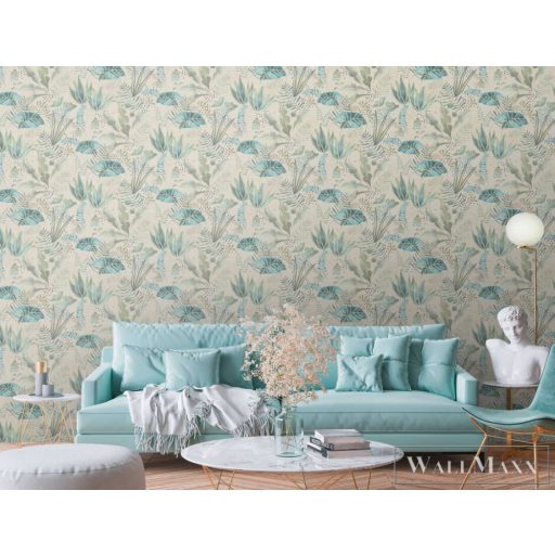 AS CREATION Famous Garden 39348-4 krémszínű levél mintás grafikus tapéta