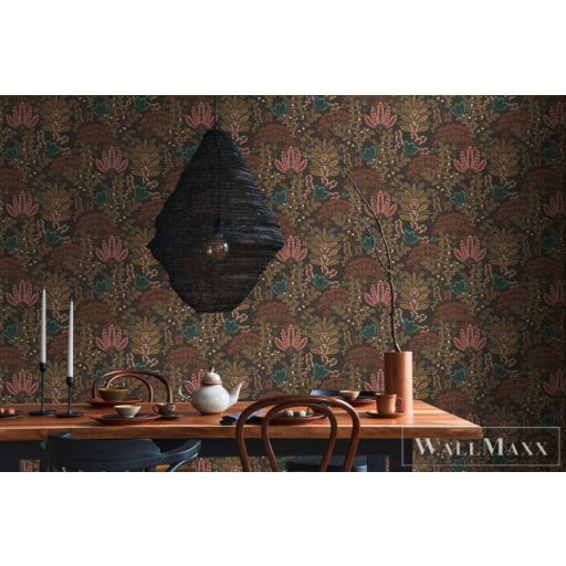 AS CREATION Famous Garden 39349-5 fekete levél mintás grafikus tapéta