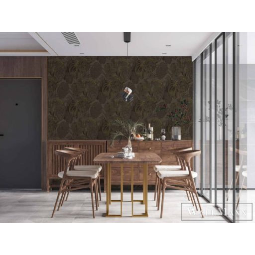 AS CREATION Famous Garden 39355-2 barna levél mintás grafikus tapéta