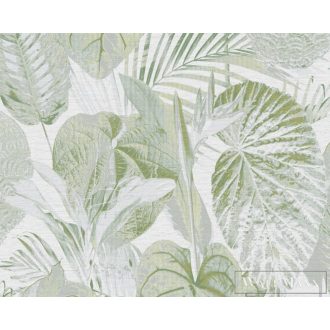   AS CREATION Famous Garden 39355-4 zöld levél mintás grafikus tapéta