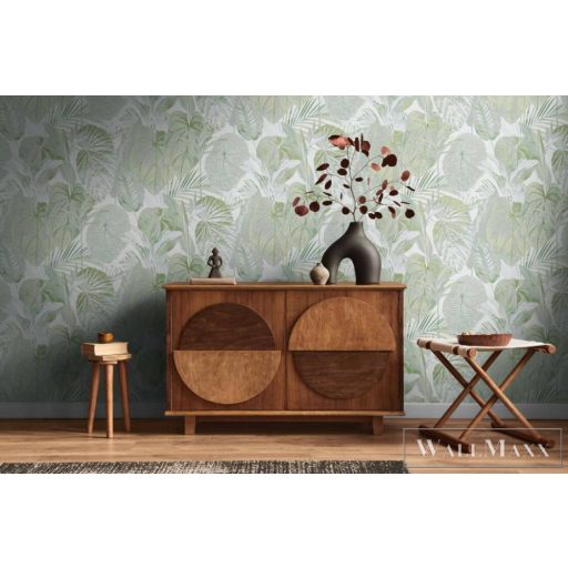 AS CREATION Famous Garden 39355-4 zöld levél mintás grafikus tapéta
