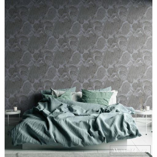 AS CREATION Famous Garden 39355-5 fekete levél mintás grafikus tapéta