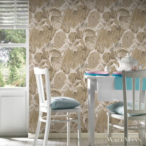 AS CREATION Royal Botanic 39409-1 barna levél mintás természet XXL tapéta