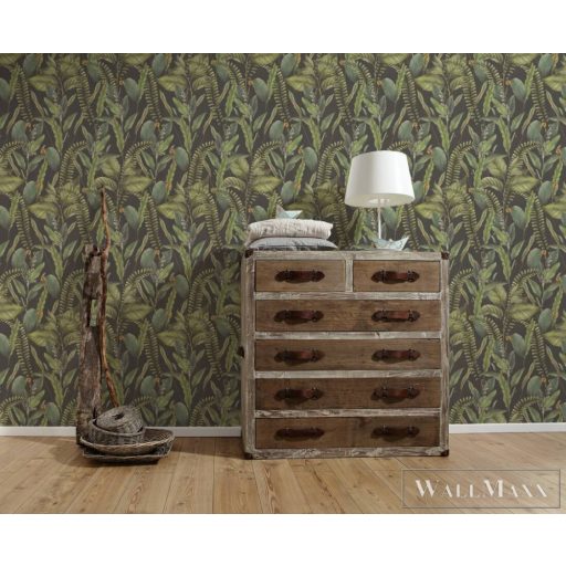 AS CREATION Drawn Into Nature 39413-1 zöld levél mintás természet tapéta