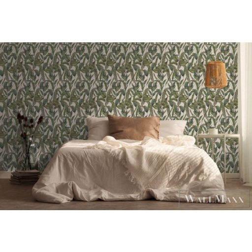 AS CREATION Drawn Into Nature 39413-2 zöld levél mintás természet tapéta