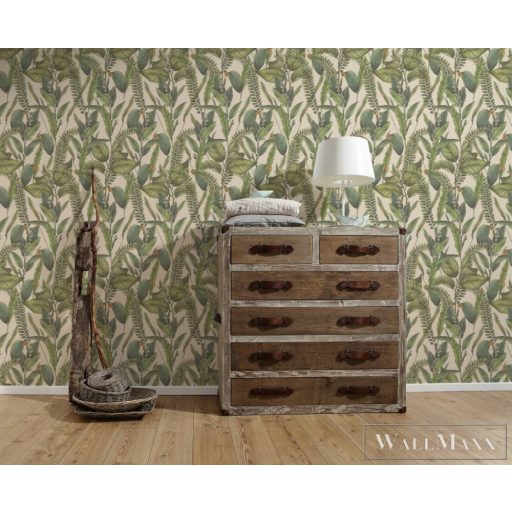 AS CREATION Drawn Into Nature 39413-2 zöld levél mintás természet tapéta