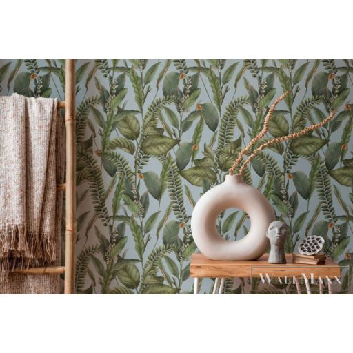 AS CREATION Drawn Into Nature 39413-3 kék levél mintás természet tapéta