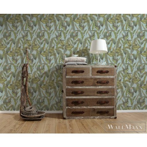 AS CREATION Drawn Into Nature 39413-3 kék levél mintás természet tapéta