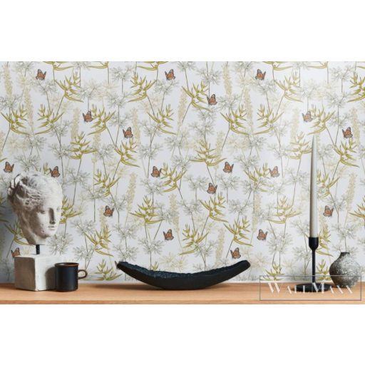 AS CREATION Drawn Into Nature 39423-1 narancssárga pillangó mintás természet tapéta