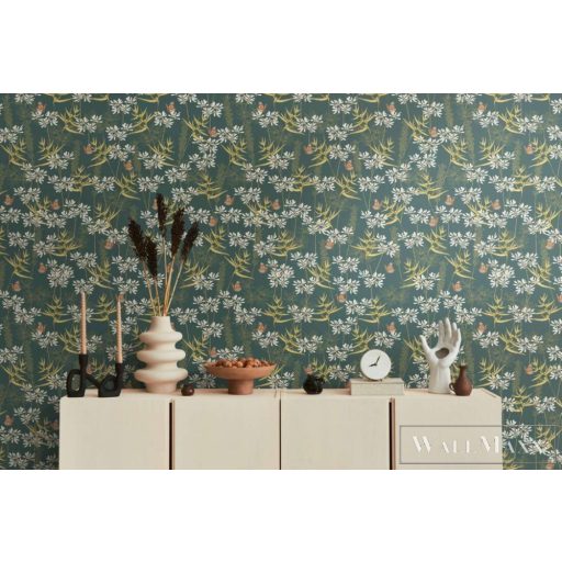 AS CREATION Drawn Into Nature 39423-2 zöld pillangó mintás természet tapéta