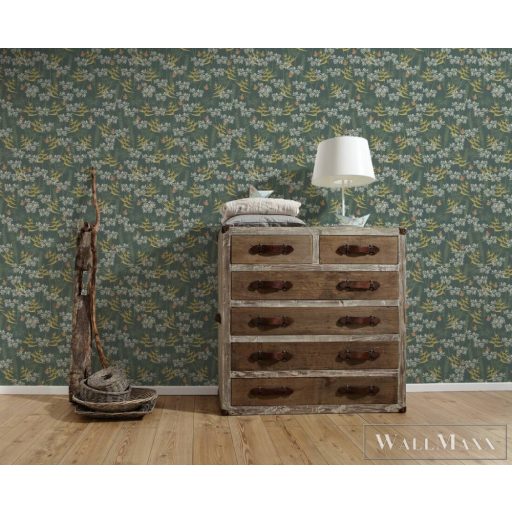 AS CREATION Drawn Into Nature 39423-2 zöld pillangó mintás természet tapéta