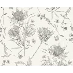   AS CREATION Drawn Into Nature 39427-2 fekete-fehér virág mintás természet tapéta