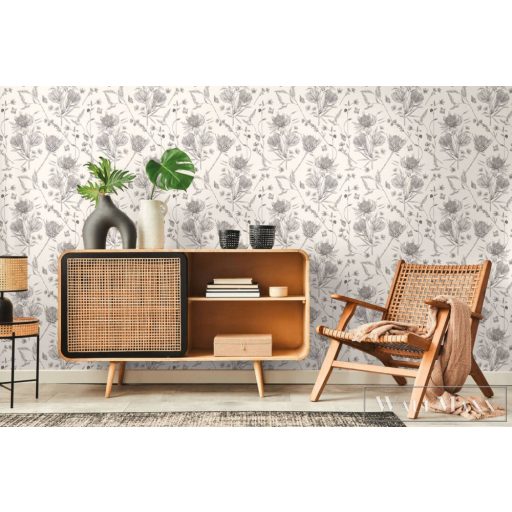 AS CREATION Drawn Into Nature 39427-2 fekete-fehér virág mintás természet tapéta