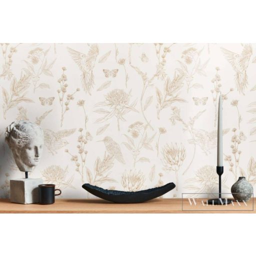 AS CREATION Drawn Into Nature 39429-1 bézs madár mintás természet tapéta