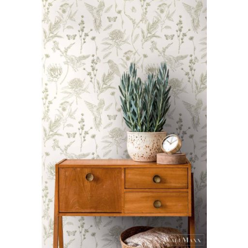 AS CREATION Drawn Into Nature 39429-3 krémszínű madár mintás természet tapéta