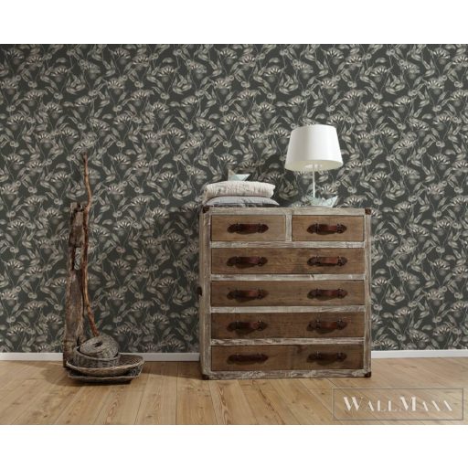 AS CREATION Drawn Into Nature 39430-2 fekete-fehér levél mintás természet tapéta