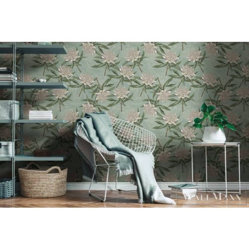 AS CREATION Drawn Into Nature 39432-2 zöld virág mintás természet tapéta