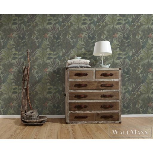 AS CREATION Drawn Into Nature 39433-1 zöld virág mintás természet tapéta