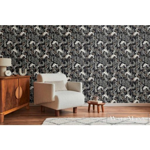 AS CREATION Drawn Into Nature 39434-1 fekete levél mintás természet tapéta